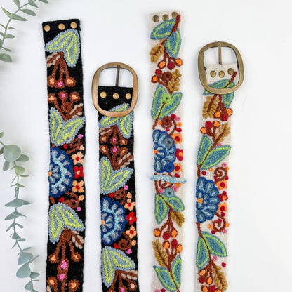 Preorder - Catalina Wide Embroidered Belt in Black