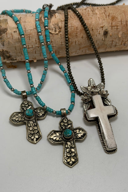 Cross w/ Flowers Necklace