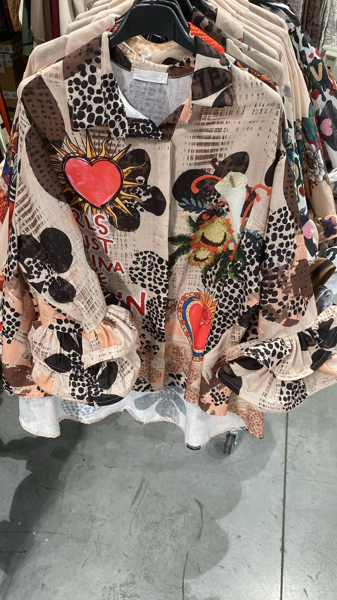 Printed Zebra Heart Shirt Beige