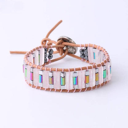 Handmade Cuboid Natural Stone Beaded Woven Bracelet - CS: Green Aventurine