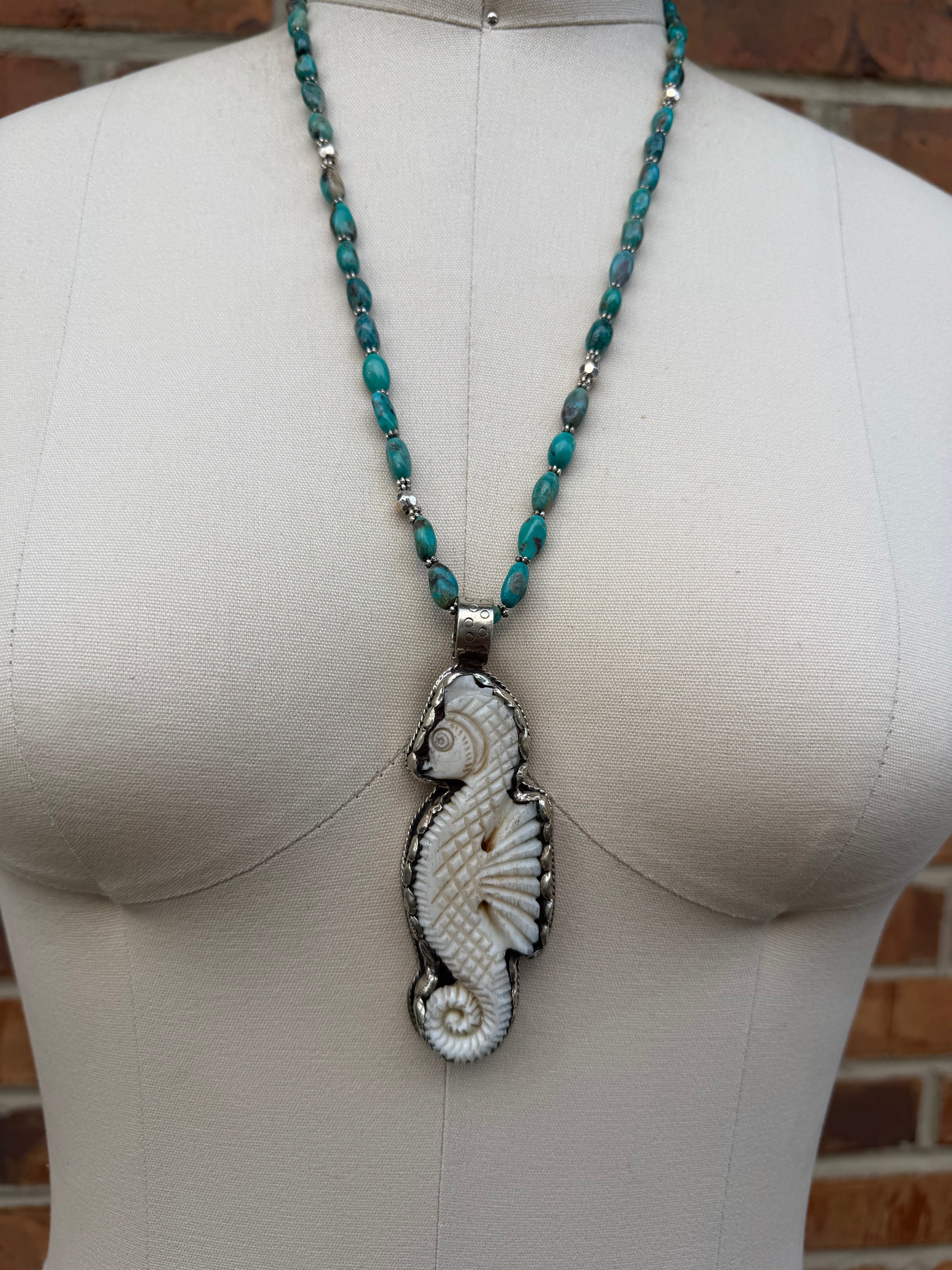 Seahorse Prance w/ Turquoise Necklace
