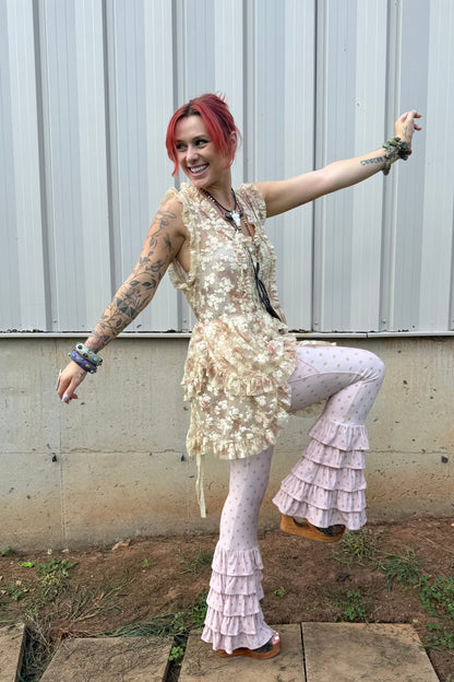 Pink Polka Dot Denim Jean Legging