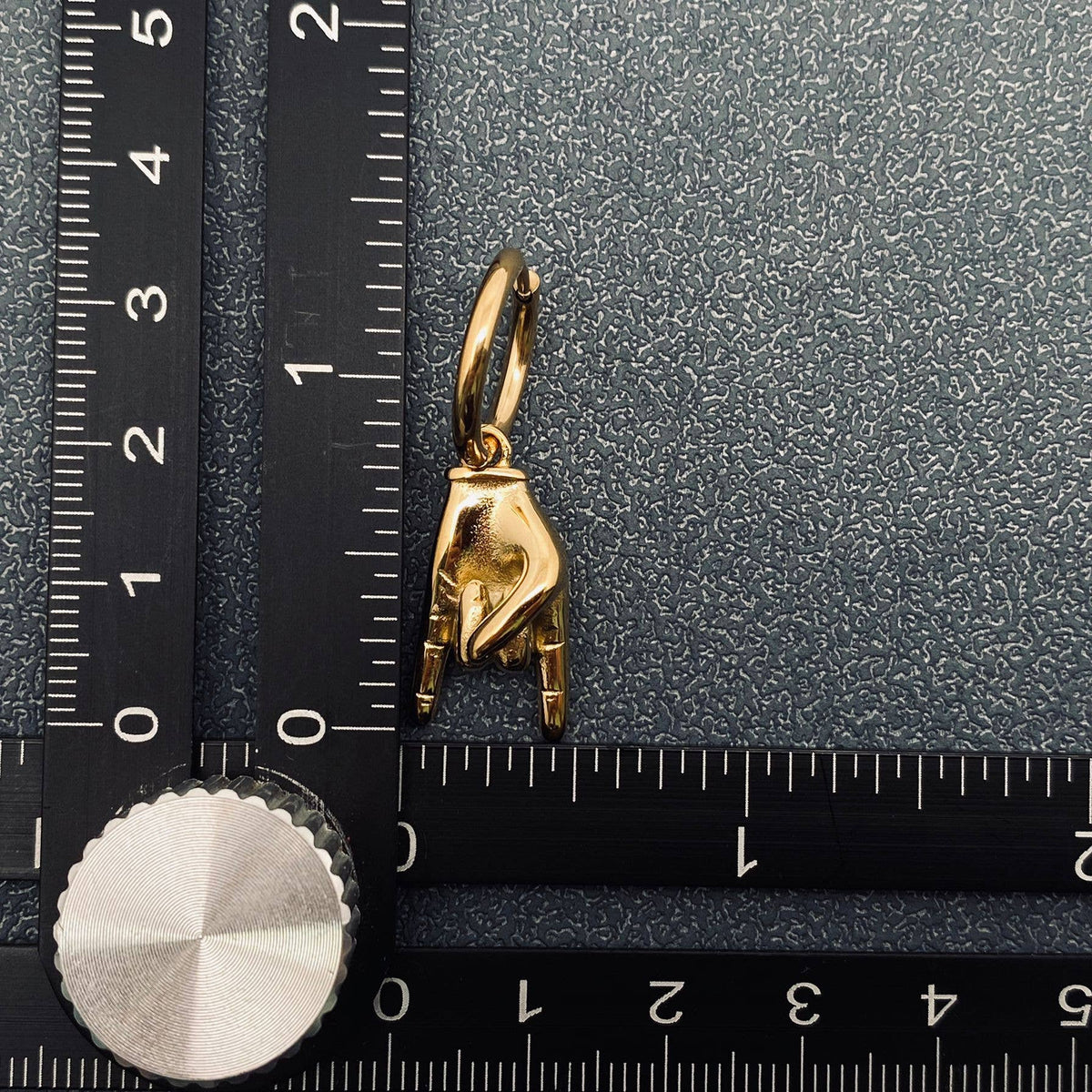 18K Gold Plated Rock & Roll Gesture Charm Huggie Earring-FGS - ivyandlavyboutique Mio Queena