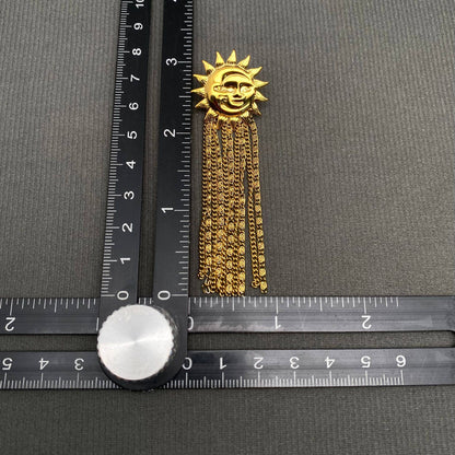 18K Gold Plated S.Steel Fringe Sun Moon Earrings - FGS/MS - ivyandlavyboutique Mio Queena