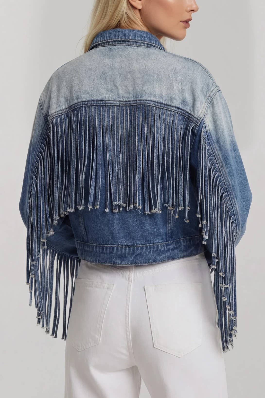 Fringed Babe Motto Jean Jacket