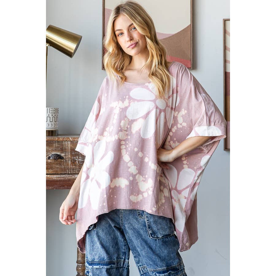 Big Dream Floral Bleached Oversized Top