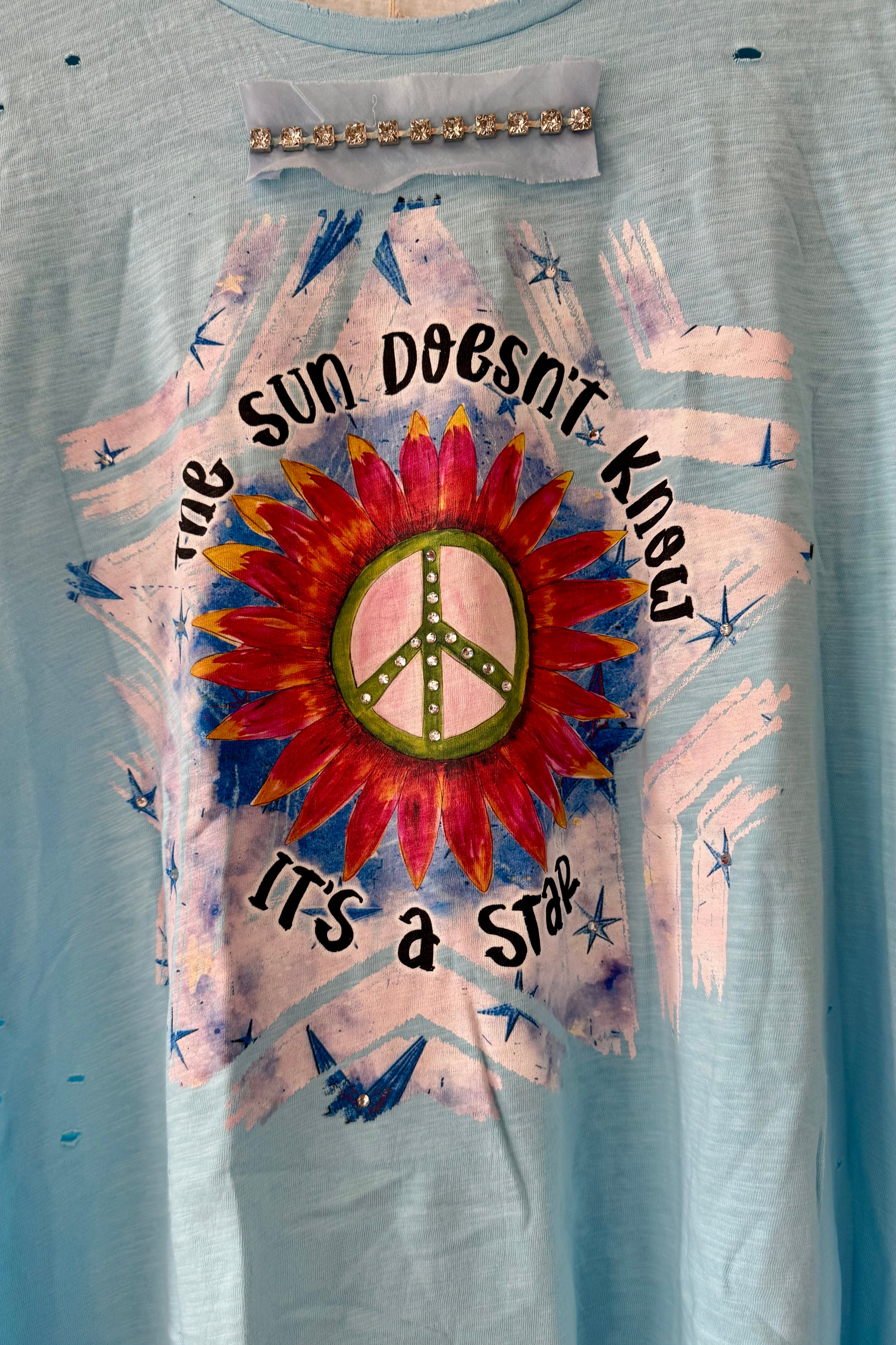 The Sun Is A Star Distressed Tattered Tee