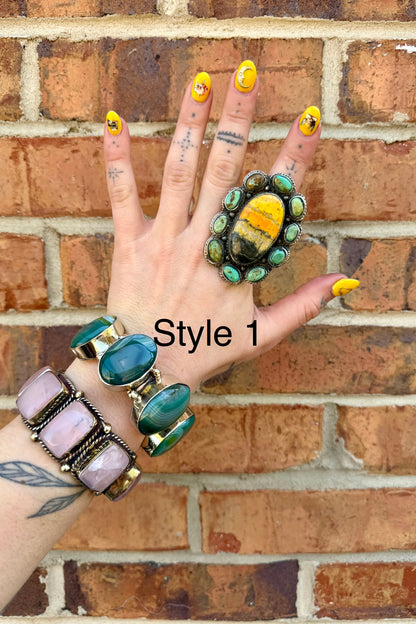 Big Bumble Bee Jasper w/ Turquoise Rings