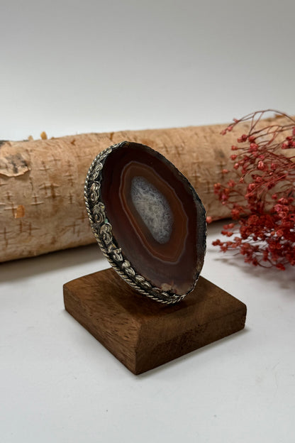 Pretty in Brown Geode Slab Ring