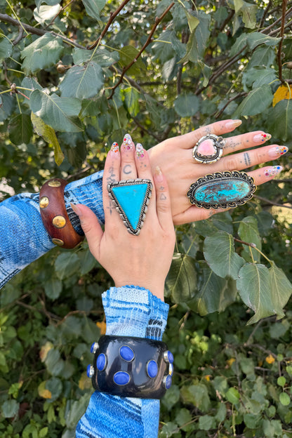 Triangle In Blues Ring - Adjustable
