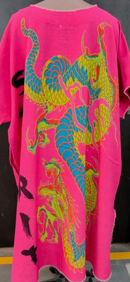 Kaftan Tunic Dress with Dragon Print