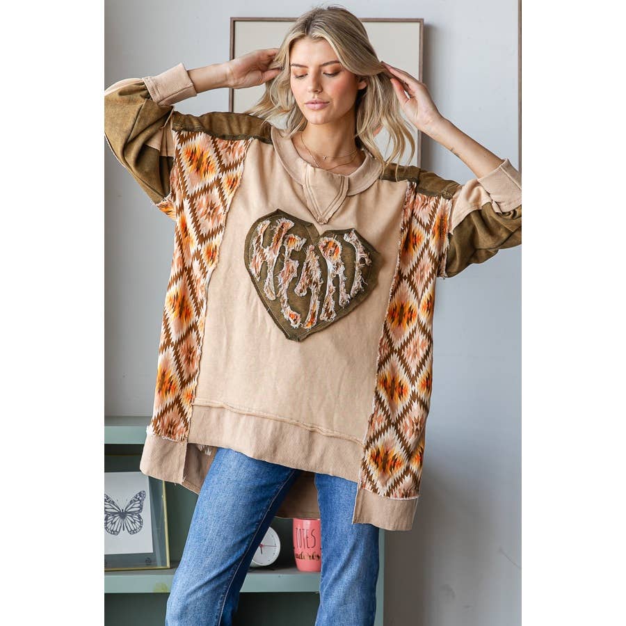 Sale - Spread Love Patched Heart Top