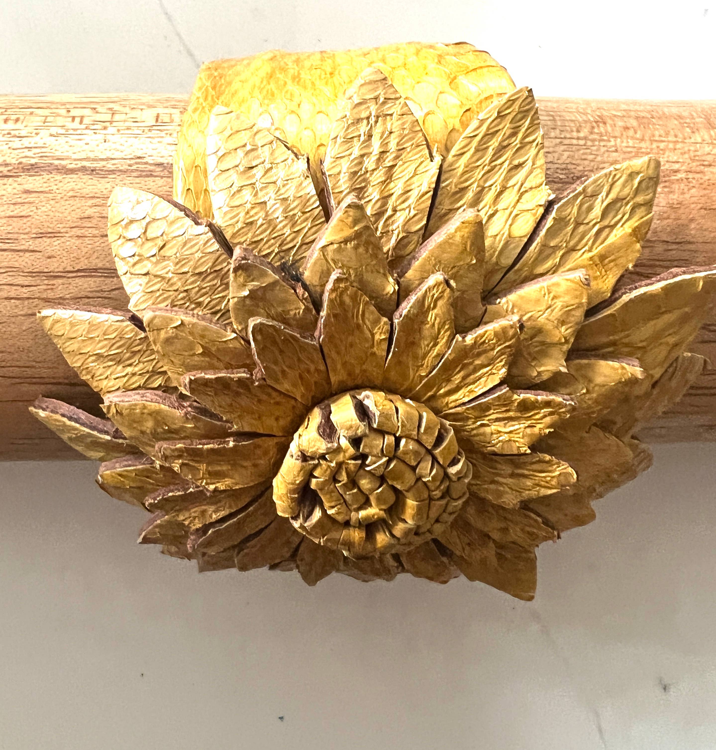 River Snake flower cuff adjustable Vintage Yellow