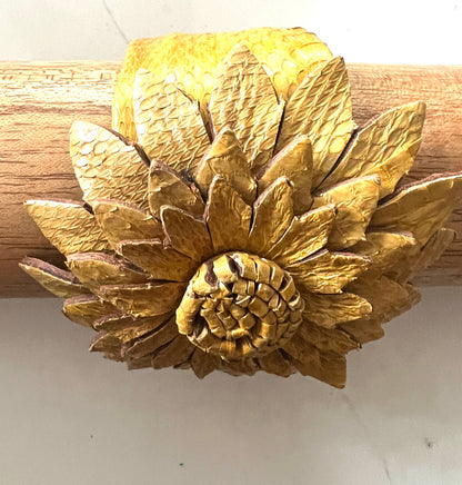 River Snake flower cuff adjustable Vintage Yellow