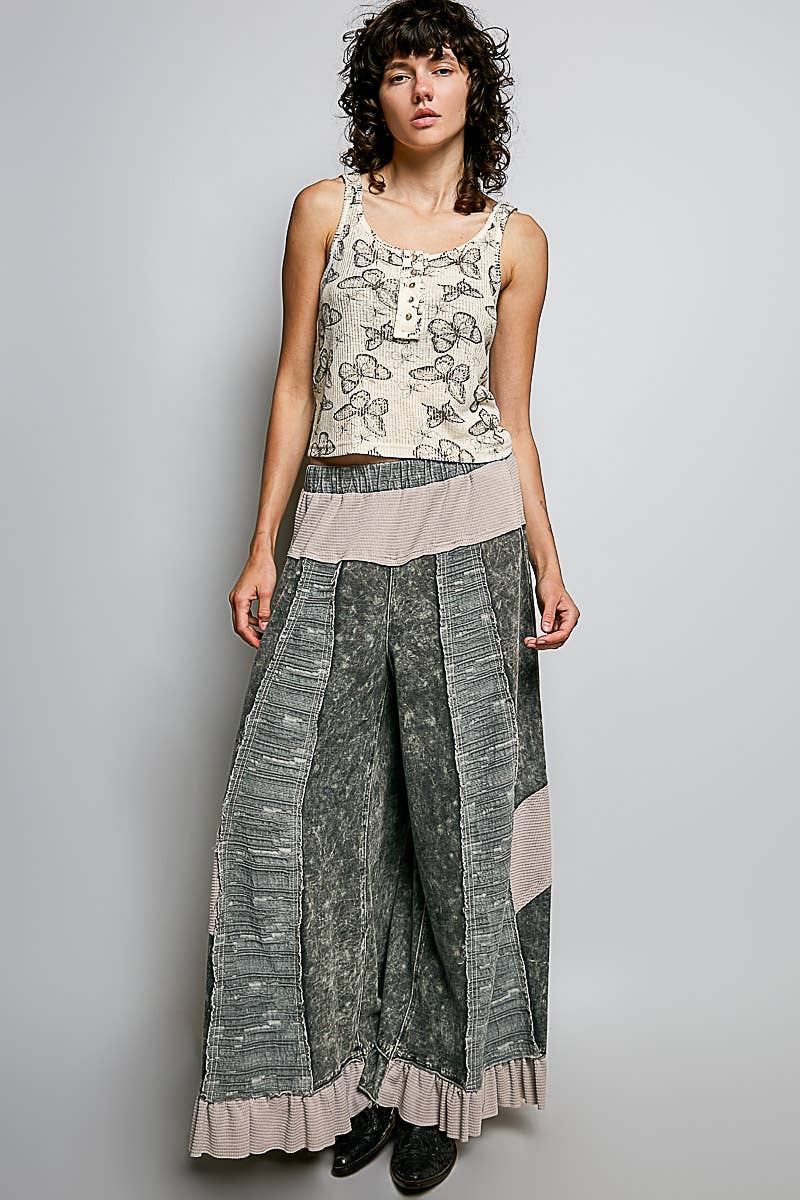 Flit & Vibe Vintage Washing Butterfly Print Slim Fit Knit Sleeveless Top