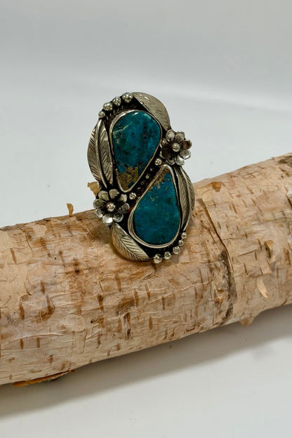 2 x Turquoise Leaf Ring - ivyandlavyboutique ivyandlavyboutique
