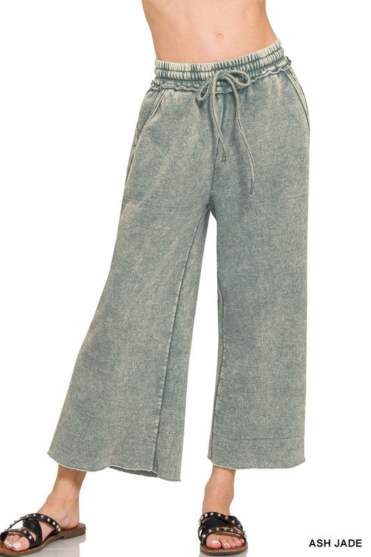 Acid Wash Fleece Sweatpants With Pockets