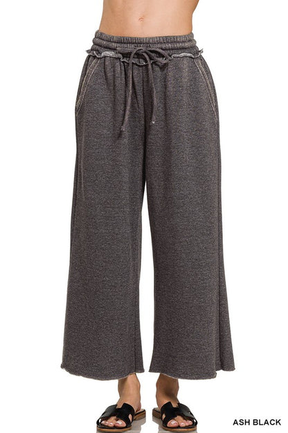 Acid Wash Fleece Sweatpants With Pockets
