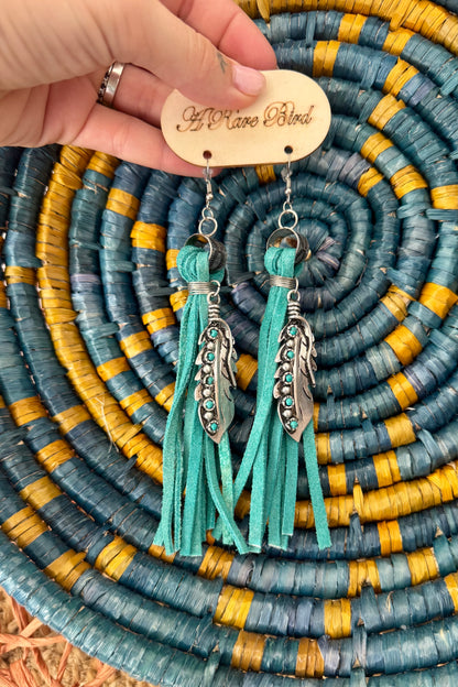 Fly Away Feather & Leather Earrings