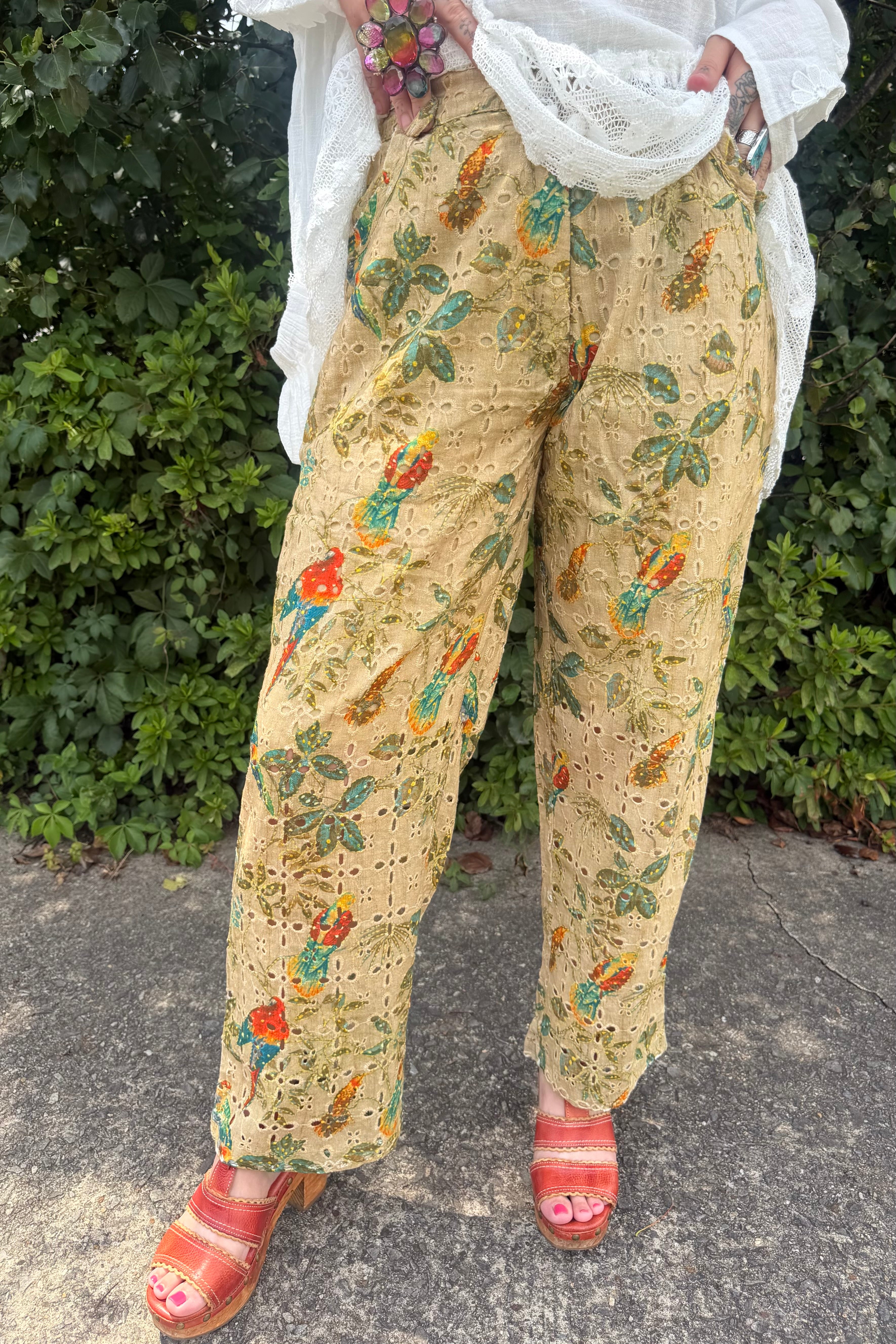 Floral Greens Parrot Part Pant