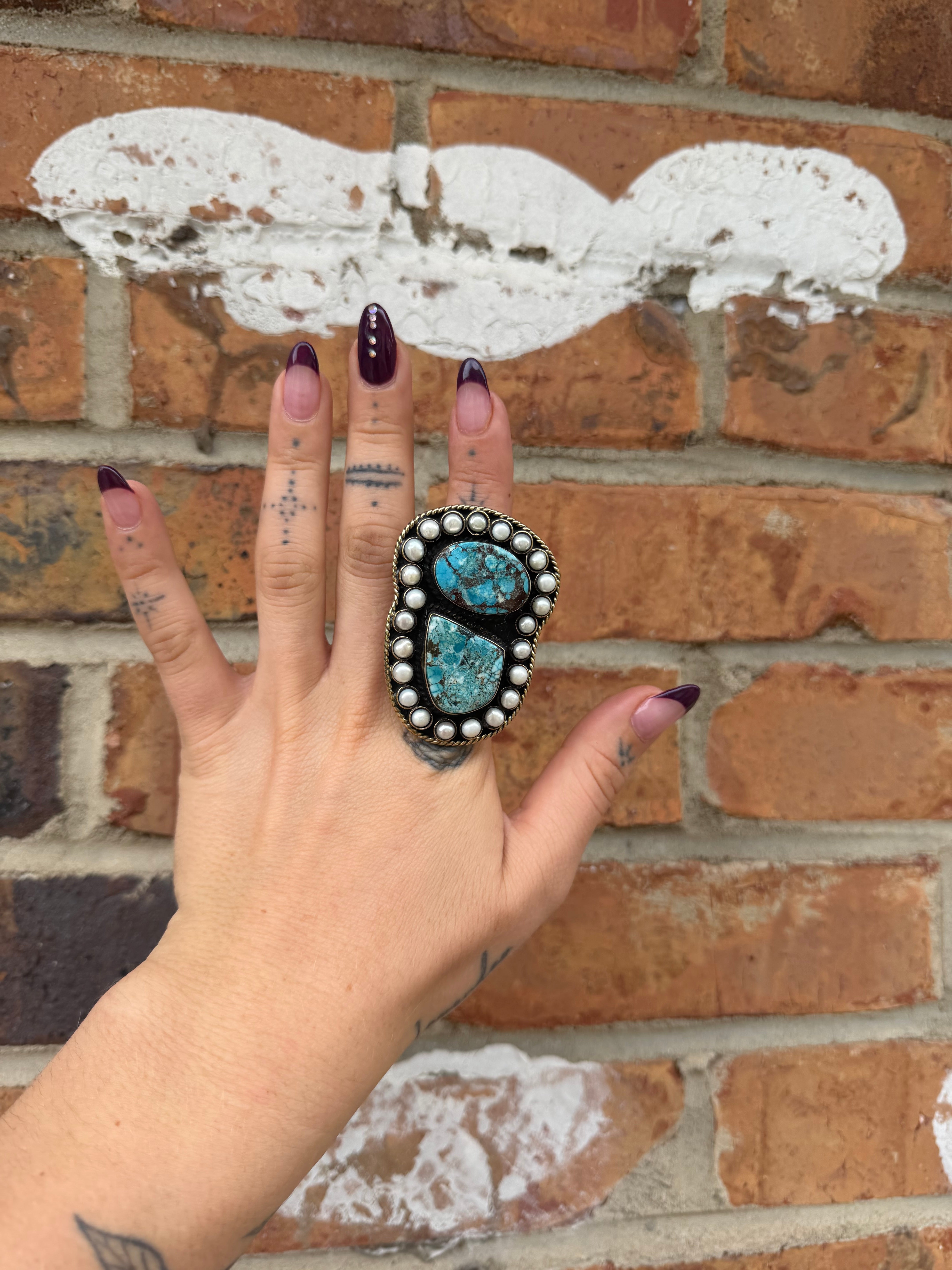 Sale Ring - Turquoise & Pearl