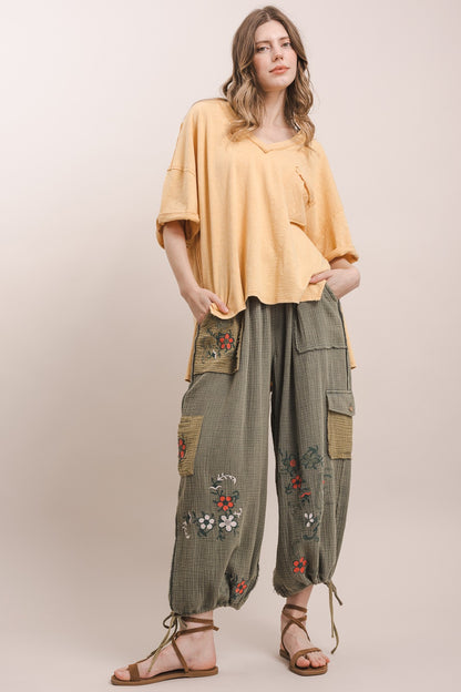 V Neck Short Sleeve Oversized Top