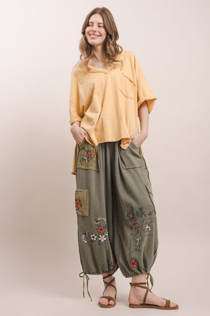 V Neck Short Sleeve Oversized Top