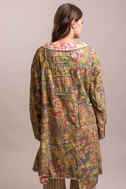 Oversized Patchwork Button Down Coat