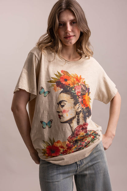 Freda Floral Portrait Graphic Short Sleeve T Shirt