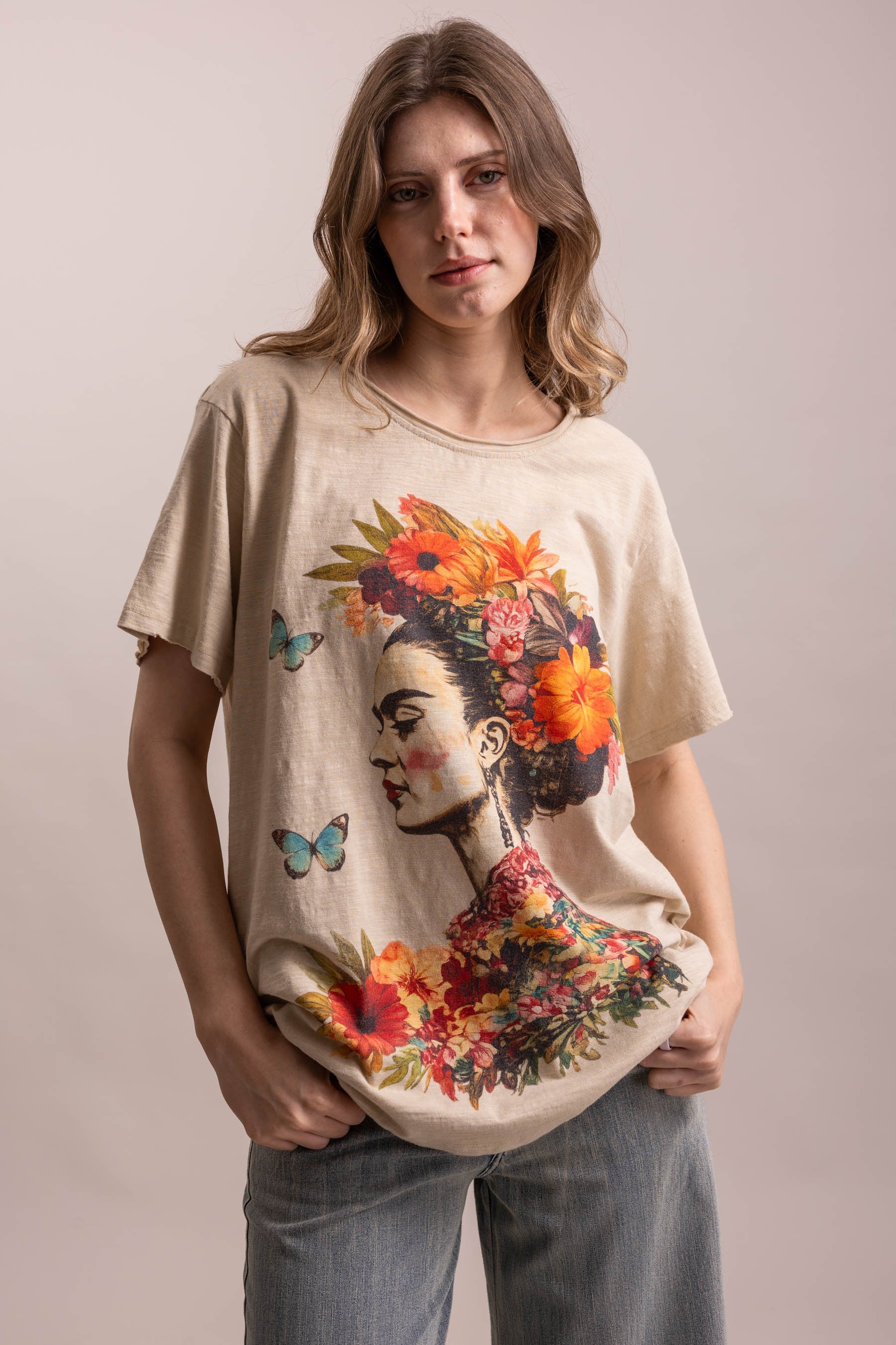 Freda Floral Portrait Graphic Short Sleeve T Shirt