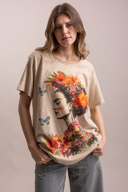 Freda Floral Portrait Graphic Short Sleeve T Shirt