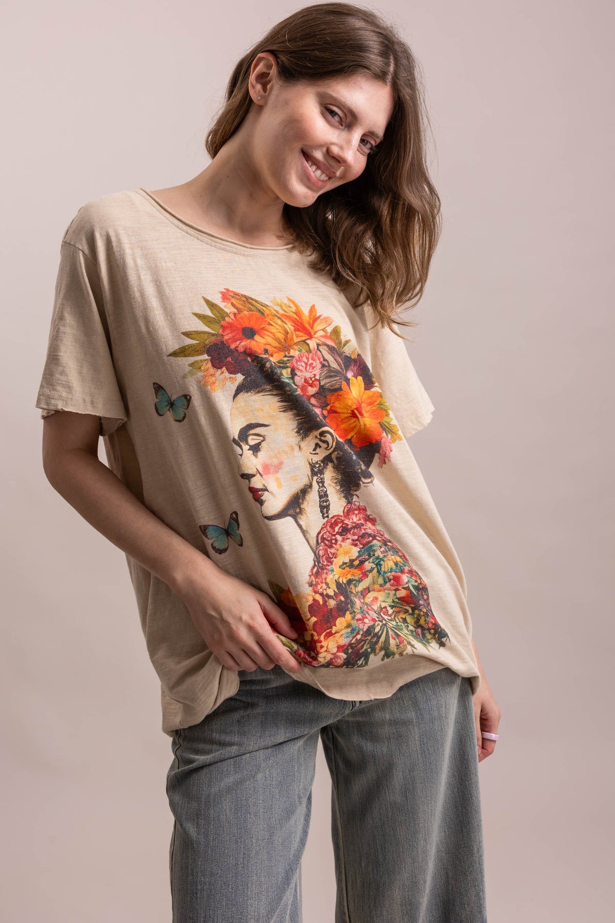 Freda Floral Portrait Graphic Short Sleeve T Shirt