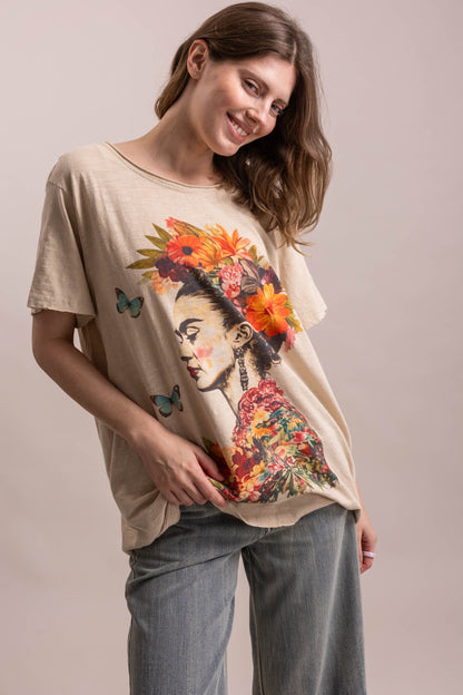 Freda Floral Portrait Graphic Short Sleeve T Shirt