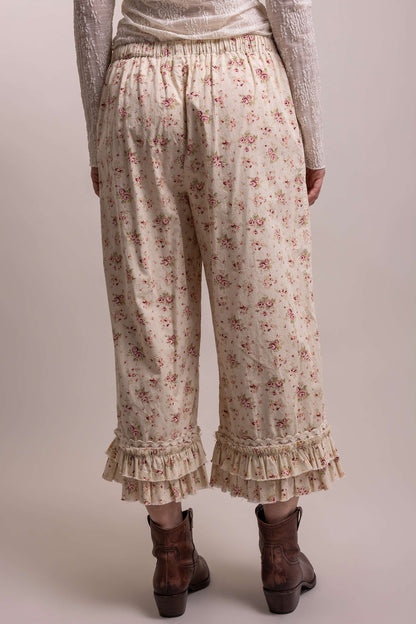 Preorder Shipping 12/15 - Floral Print Patchwork Ruffle Hem Pant