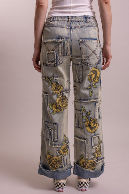 Preorder Shipping 12/15 - Floral Patchwork Straight Leg Pant