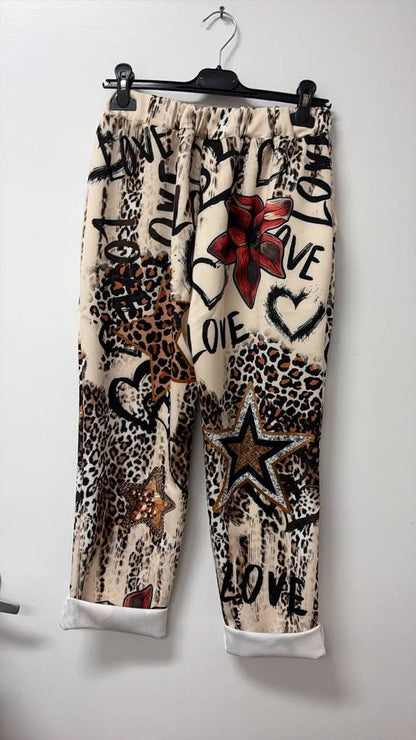 Love Leopard Jogger Pants Cream