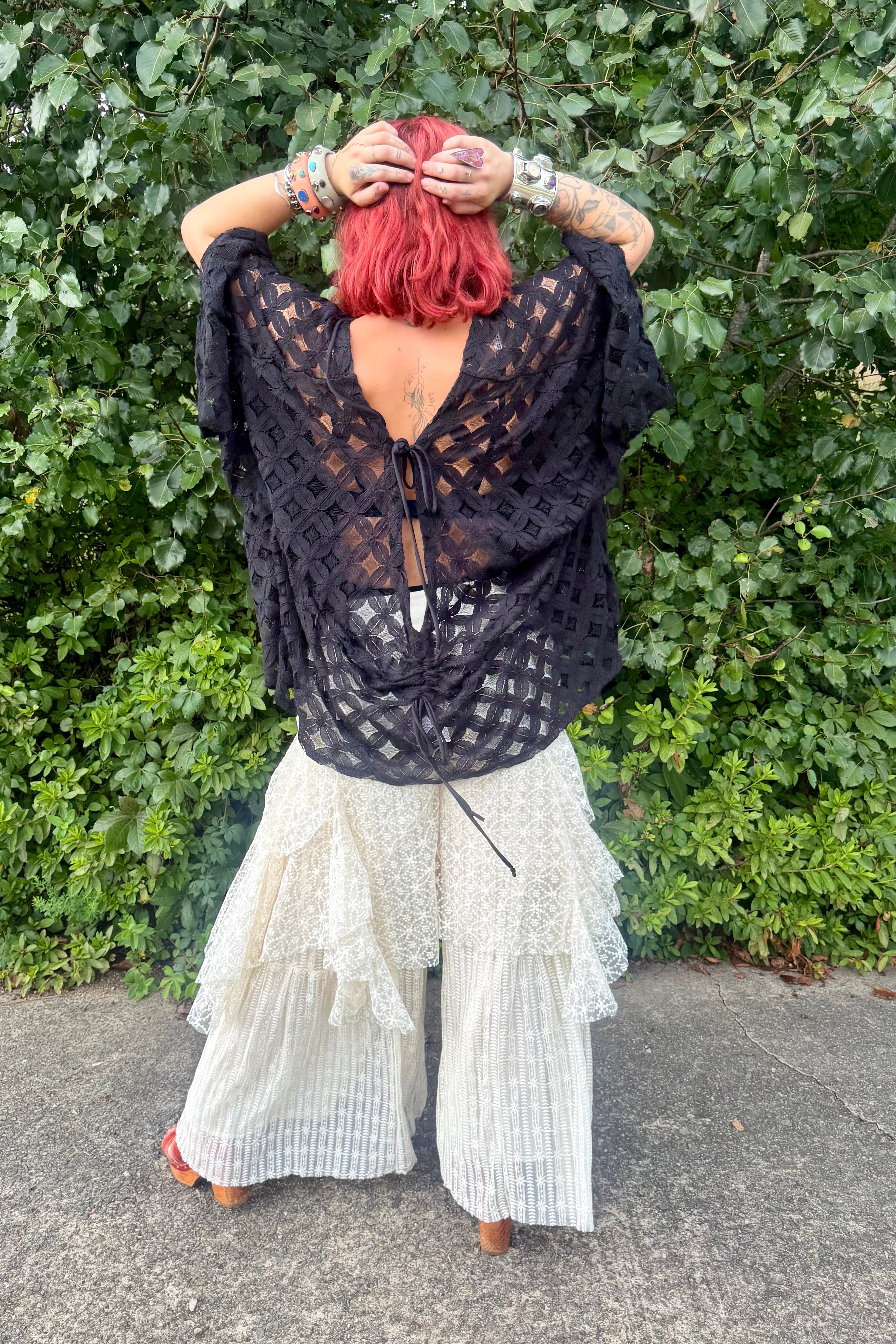 Black Crochet Lace Shortie Muu - Kantha Bae