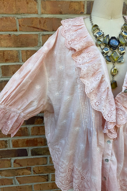 Eyelet Linen Pink Top