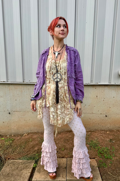 Pink Polka Dot Denim Jean Legging