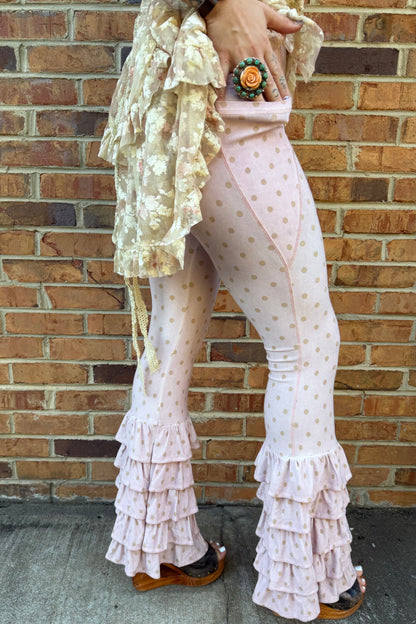 Pink Polka Dot Denim Jean Legging