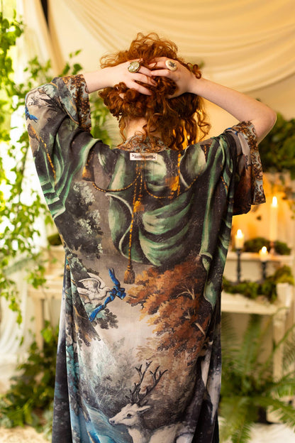 Theatre of Dreams Opera Duster Kimono Robe w/ Deer, Forest