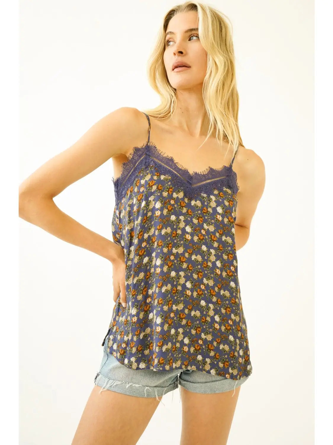 Blue Floral Tank Top