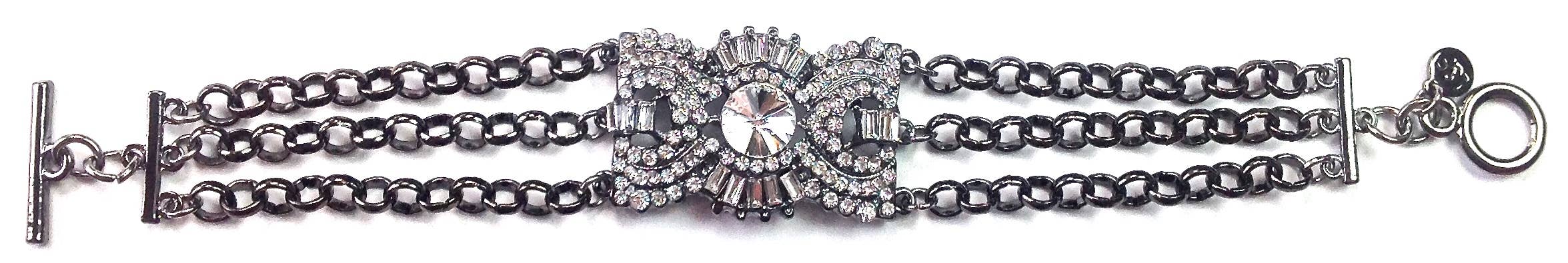 Crystal Center & Chains Charm Bracelet