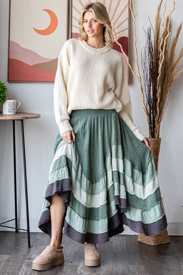 Sale - Wanderlust Boheme Layered Maxi Skirt