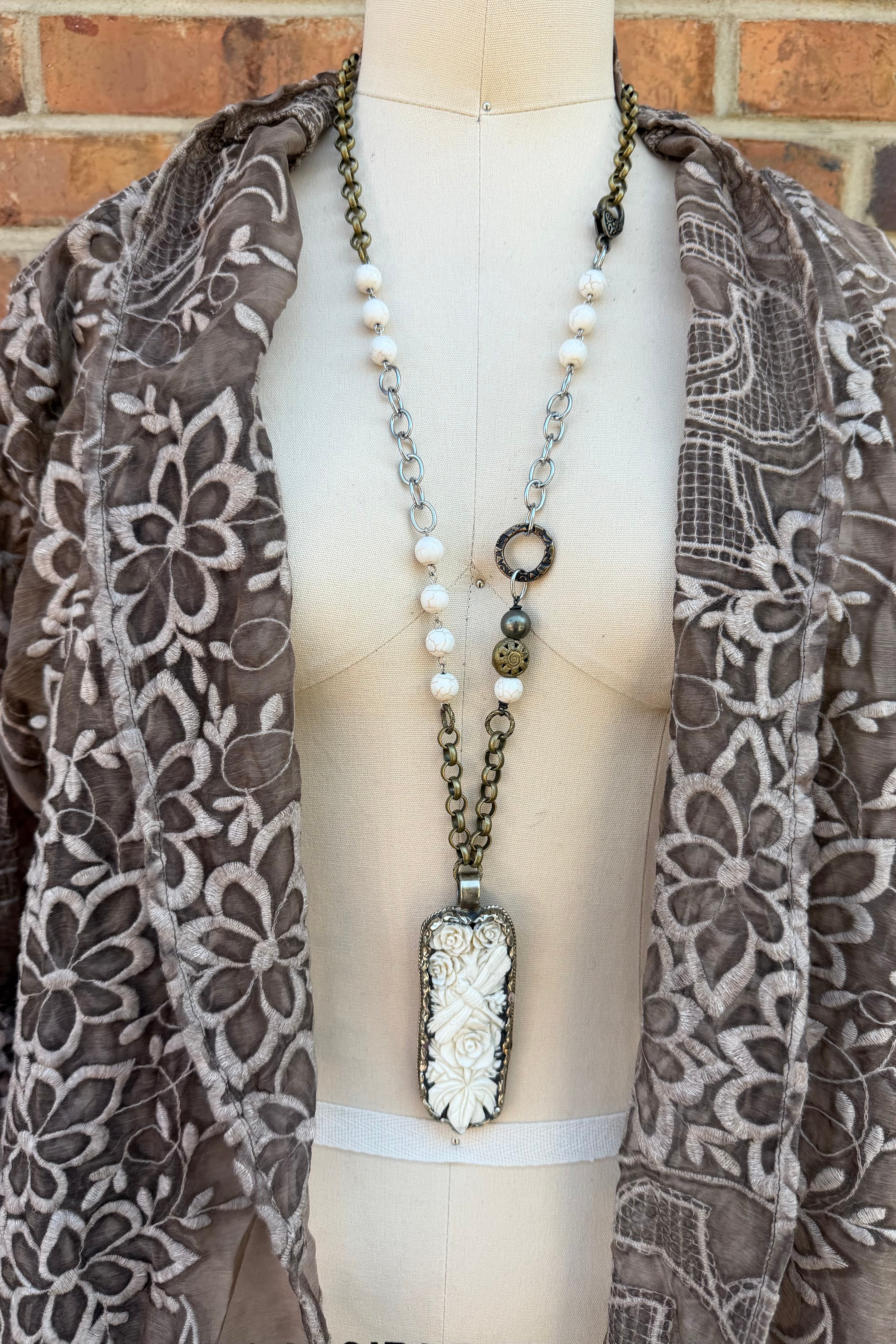 OOAK Dragonfly Garden Necklace