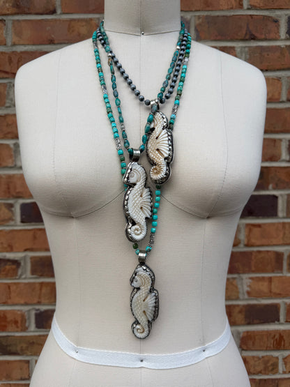 Seahorse Breeze w/ Turquoise Necklace