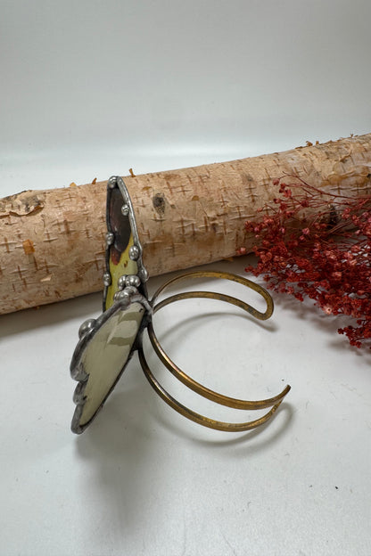 Butterfly Recycled Tin Cuff Bracelet w/ Gemstone Style 24