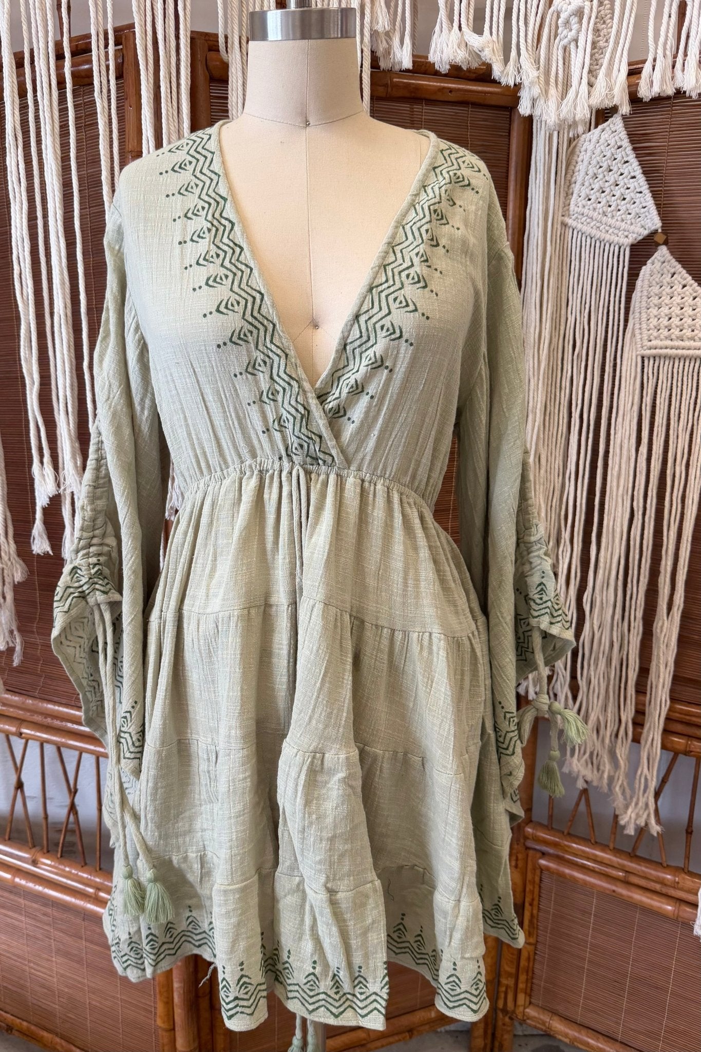 3715 Cotton Block Print Short Dress - ivyandlavyboutique Karma Highway