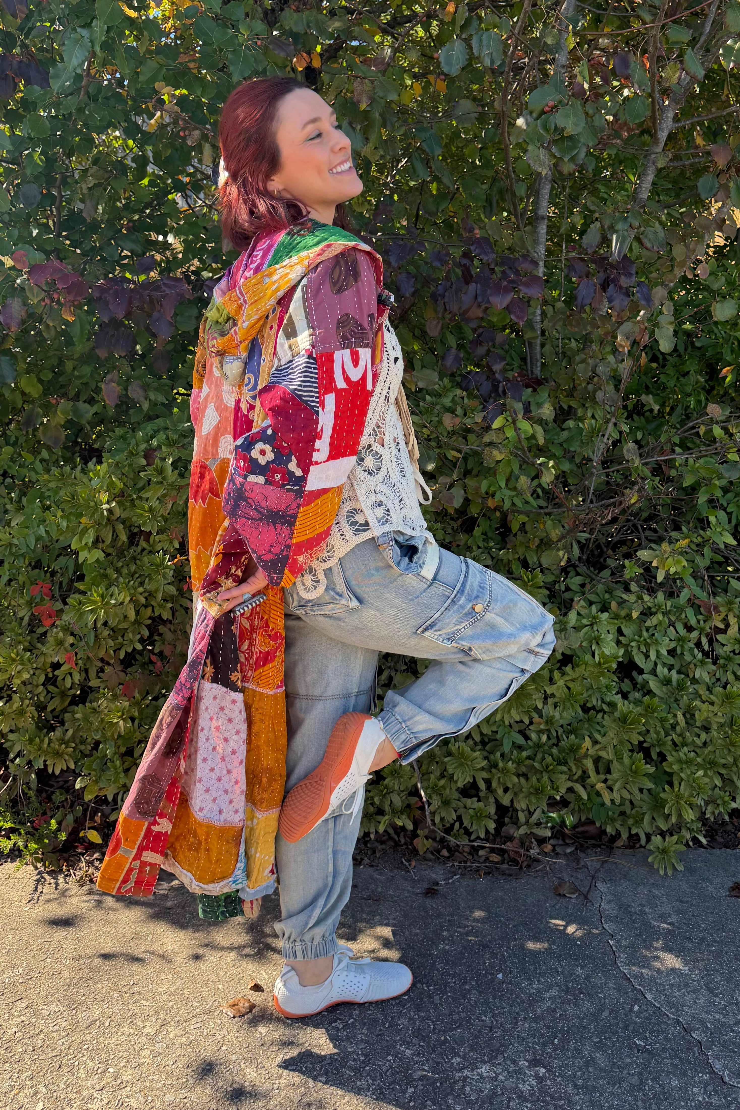 In the Flow Hooded Kantha Duster