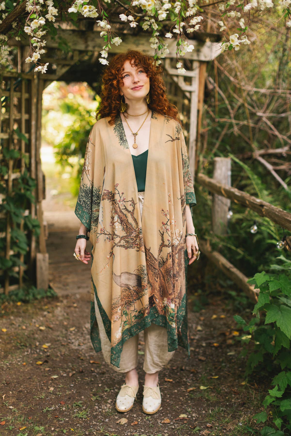 Fable Bohemian Goddess Starduster Kimono with Deer and Moon